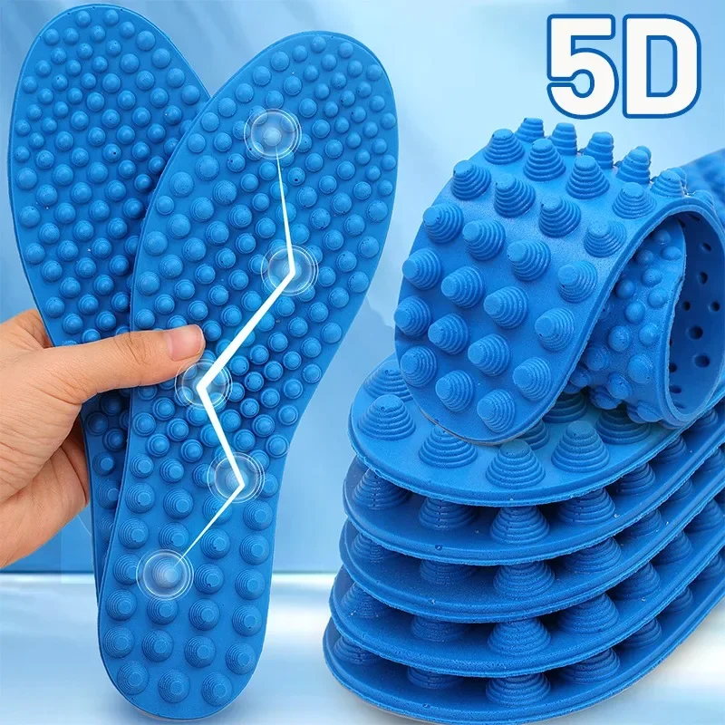 1Pair Massage Insoles For Feet Comfort Blue Soft Elastic Insoles Comfortable Shock Absorption PU Shoe Pads Fashion Accessories