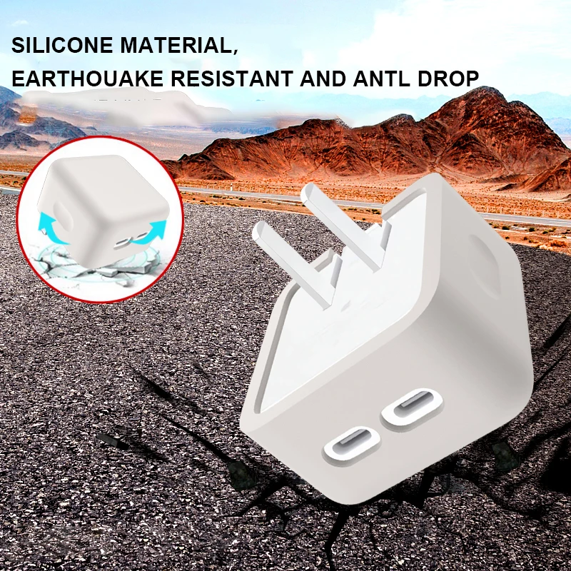 

Silicone Protective Case Cover for 35W Double USB-C Power Adapter Shockproof Dust-Proof Skin Shell