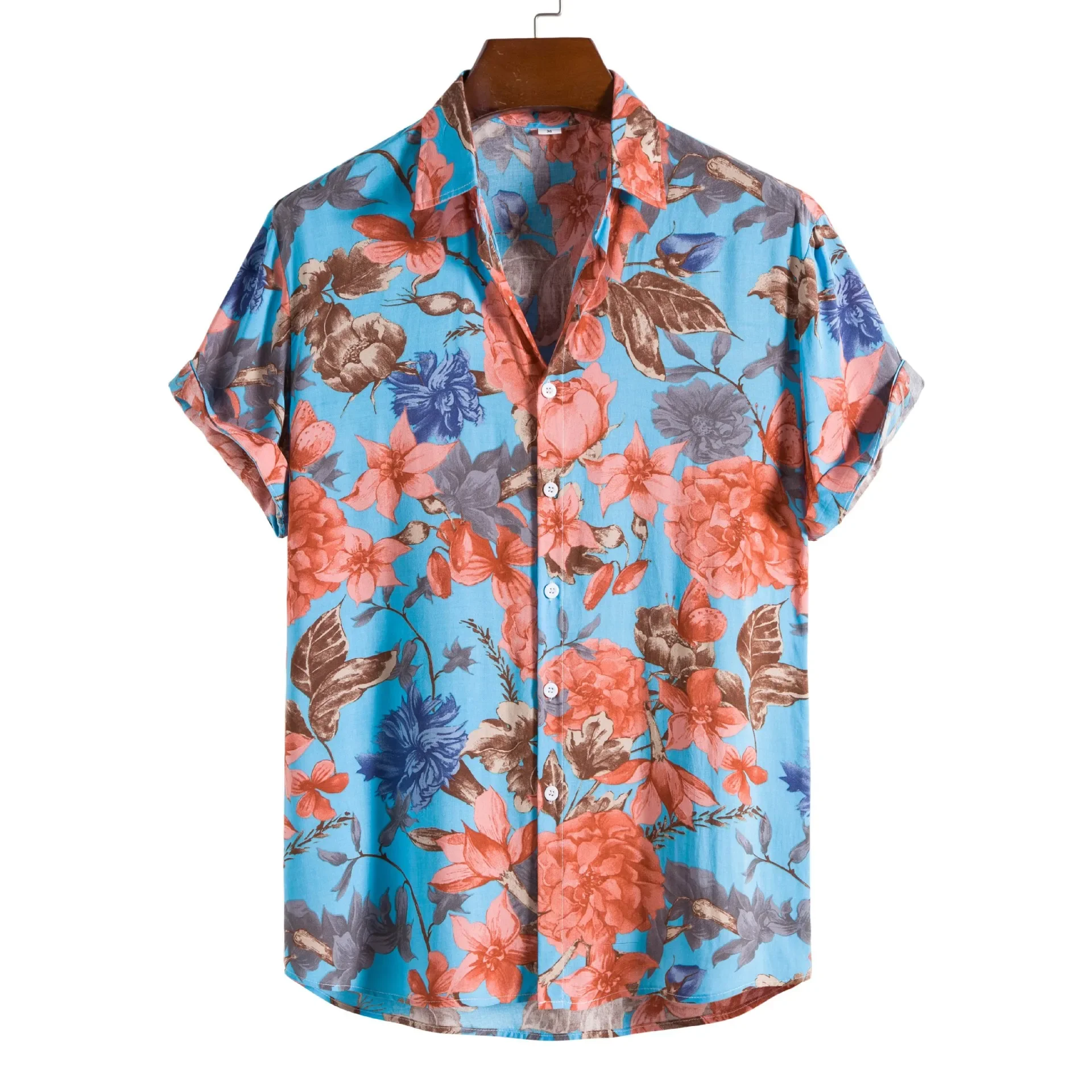 

Hawaiian Shirts Men Short Sleeve Floral Print Summer Button Down Beach Aloha Shirt Men Party Holiday Vacation Clothing Male XXL