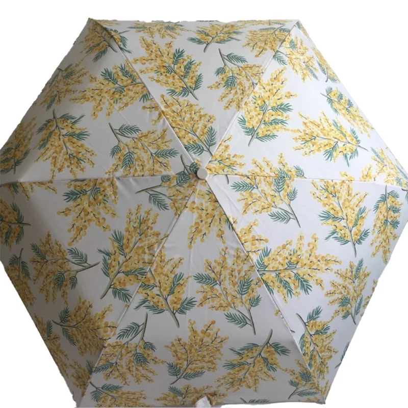 97cm Fashion Printed Women's Folding Sunscreen UV Protection Rainproof Windproof Sunshade Umbrella Ultra Light Round Aluminum