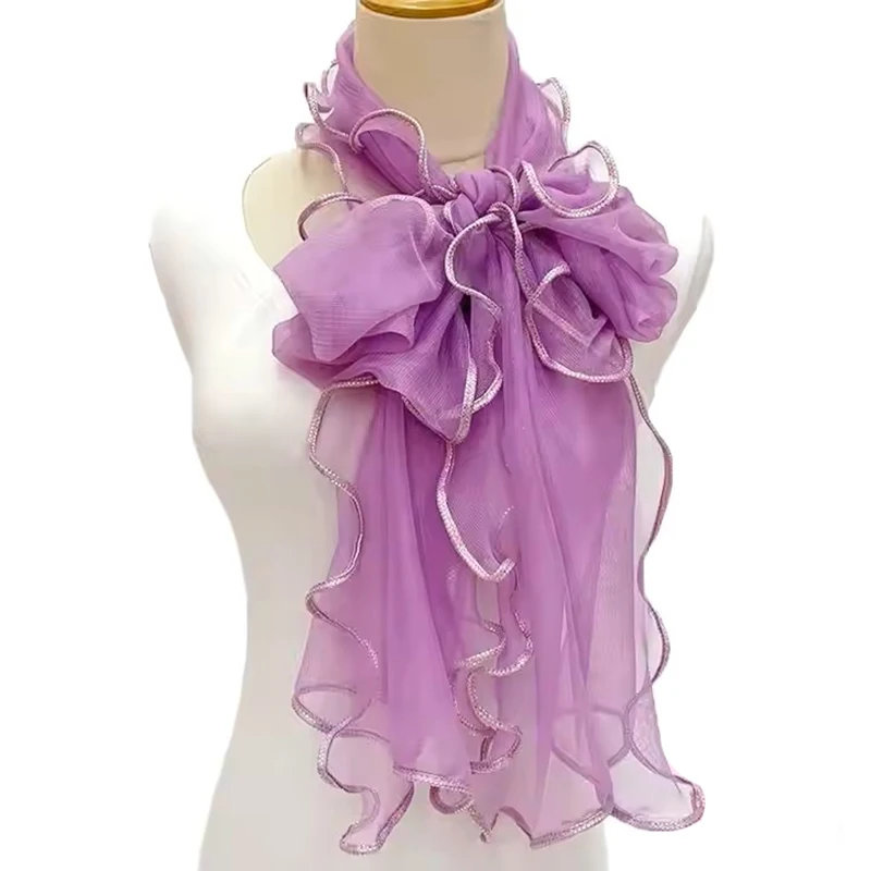 ผ้าพันคอลูกไม้สำหรับผู้หญิง ผ้าคลุมศีรษะฮิญาบผ้าไหมน้ำหนักเบา ผ้าพันคอคลุมคอ ผ้าคาดผมสำหรับผู้หญิง ผ้าพันคอสำหรับงานปาร์ตี้และงานแต่งงาน