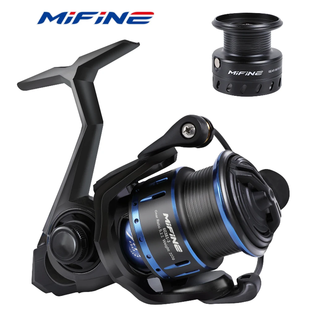 MIFINE-Carbon Tech 201g super Lightweight Spinning Reels, 7 + 1BB, Rigid CNC Aluminum Spool, freshwater sea fishing tackle