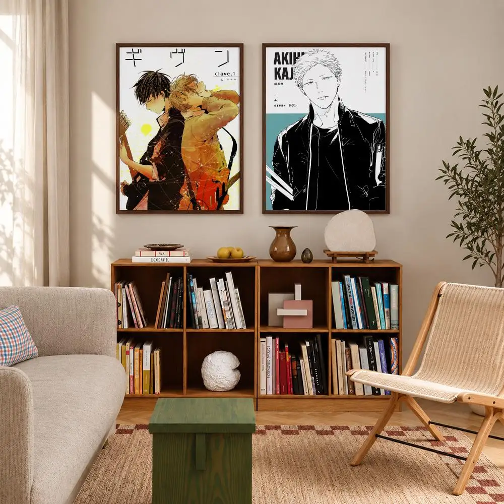 BL Anime GIVEN Poster Self-adhesive Waterproof Paper Sticker Art Coffee House Bar Room Wall Decor