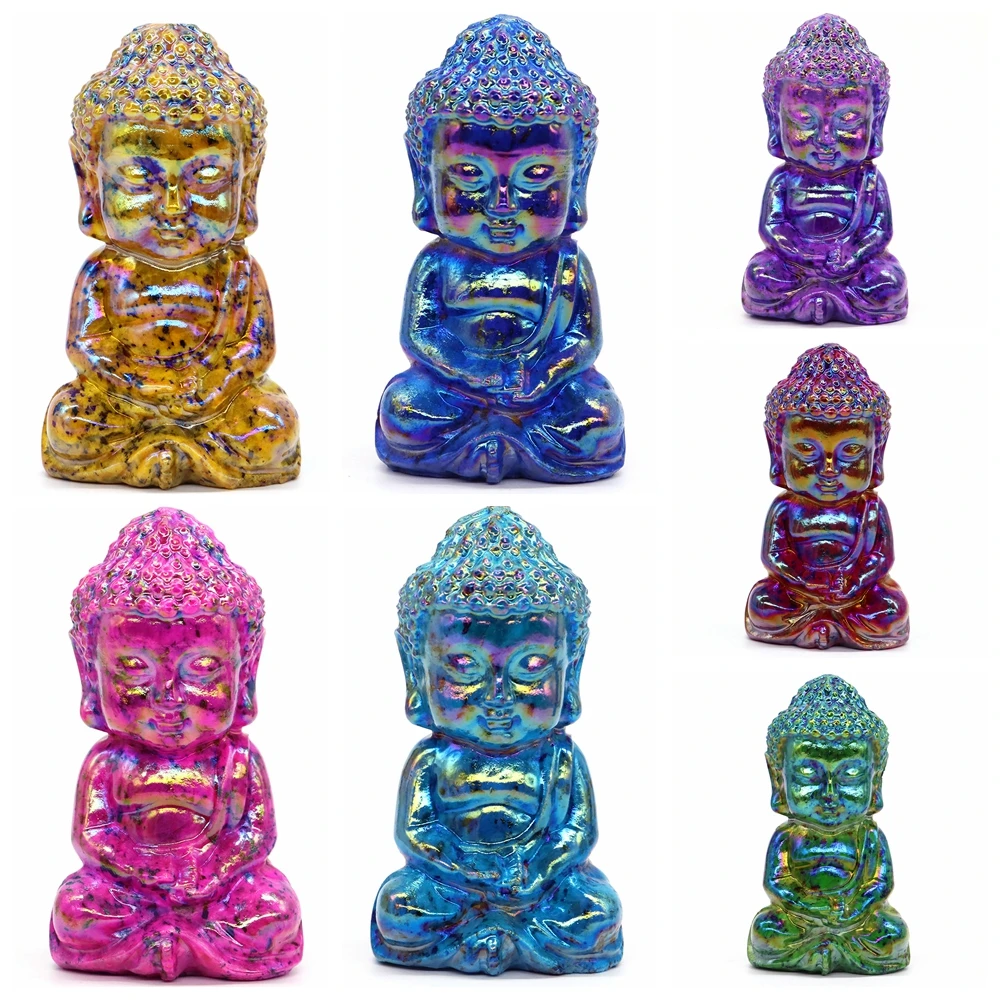 

3.2" Natural Curb Stone Carved Maitreya Baby Buddha Fengshui Healing Reiki Crystal Quartz Statue Crafts Home Decoration Gifts