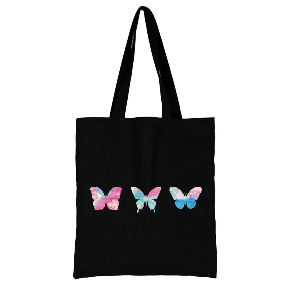 

Black Butterfly Pattern Tote Bag Women Bag Handbag Hand Bag Reusable Suitable for Commuting To School and Shopping