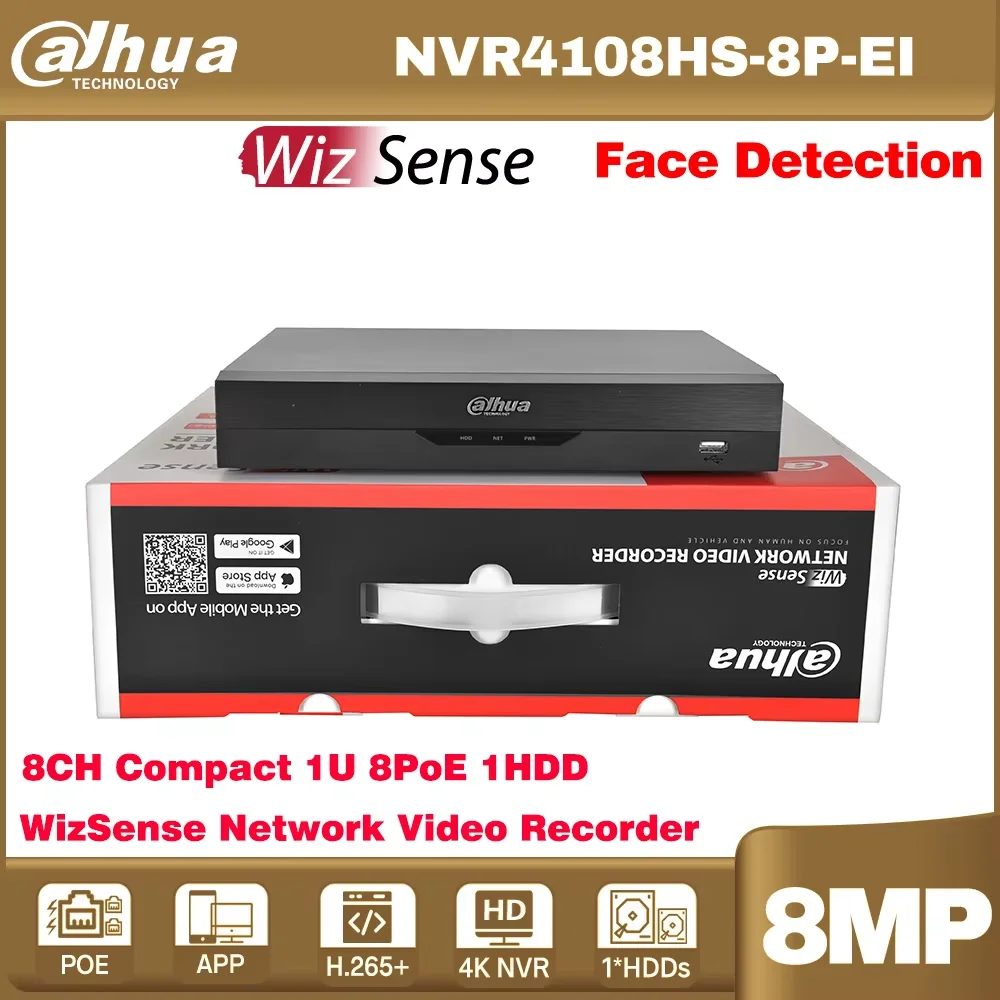

Оригинальный сетевой видеорегистратор Dahua NVR4108HS-8P-EI, 8-канальный, компактный, 1U, 8PoE, 1HDD, WizSense, с ИИ, распознаванием лиц и SMD Plus