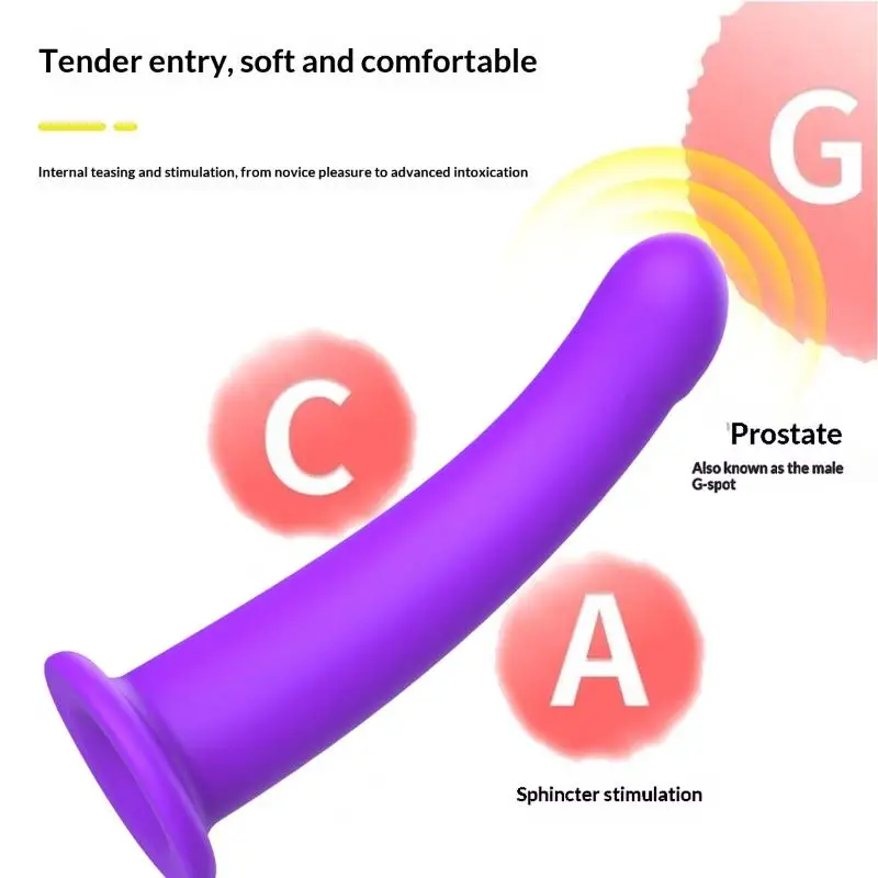 Dildo curvo in silicone con ventosa per training anale_voghion.com