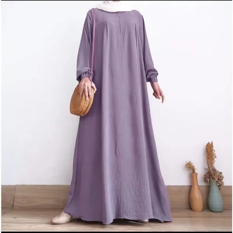 2024 New Middle East Islam Abaya Dress Solid Long Sleeve Zipper Abayas for Women IsIamic Outifits Dress Muslim Long Dress