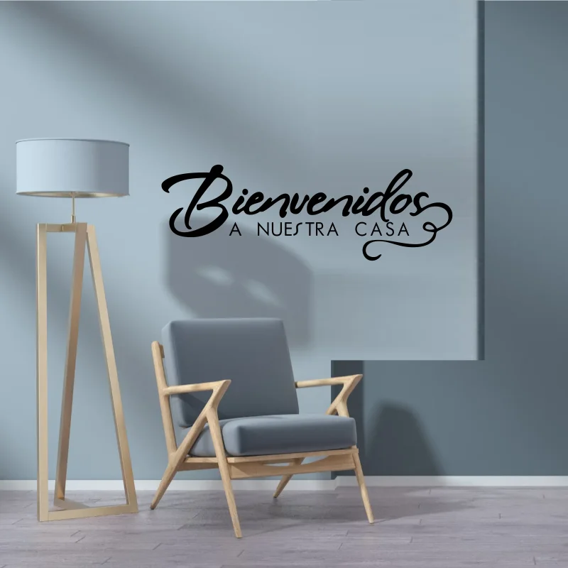 Home Decor Vinyl DIY Removable Sticker “ Bienvenidos A Nuestra Casa ” Welcome Message Suitable for Entryway Wall Decal #431