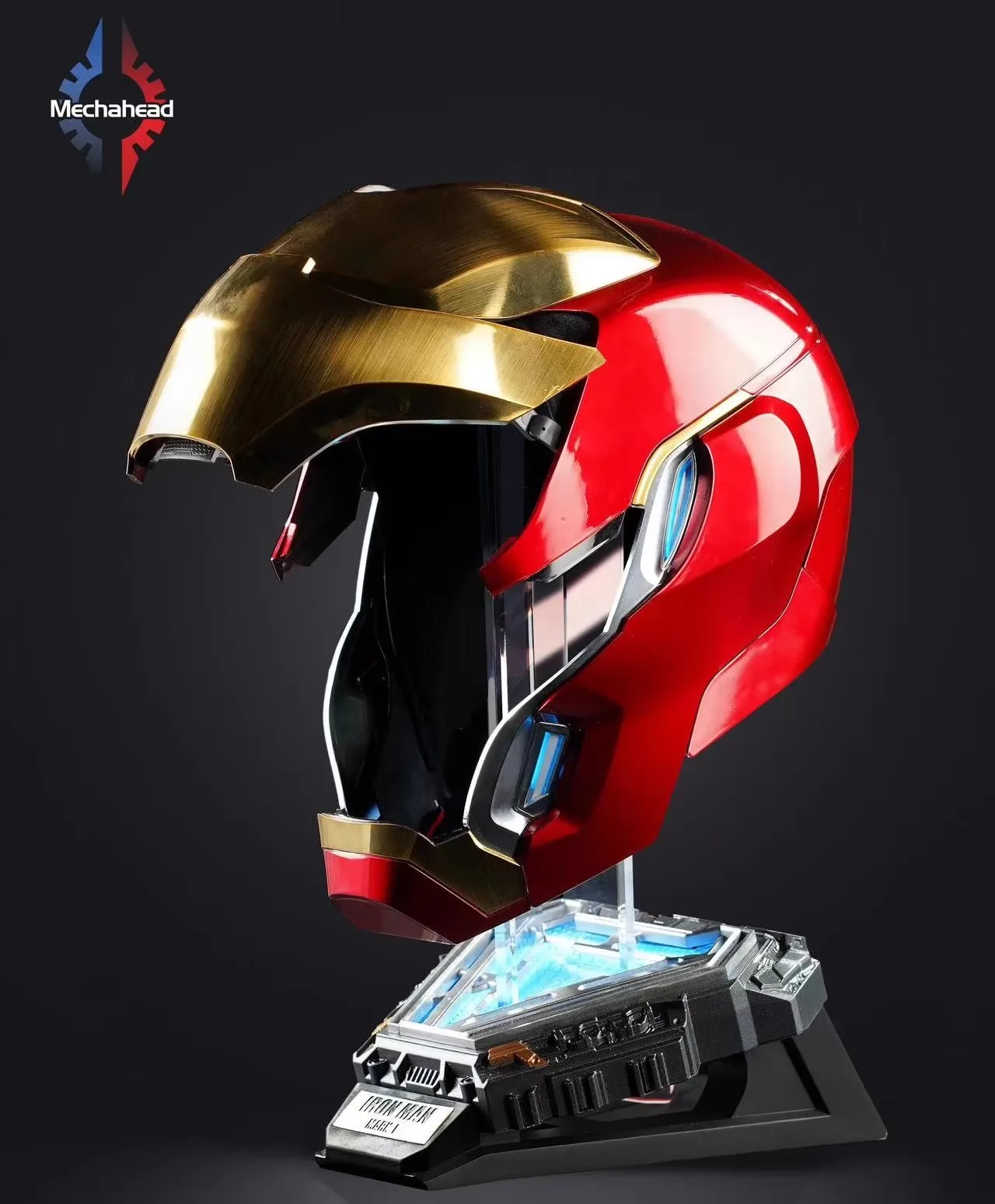 Gold Iron Man Helmet MK50 1:1 Avengers War Machine Cosplay Electric Open Close English Voice Remote Control Toys Christmas Gifts