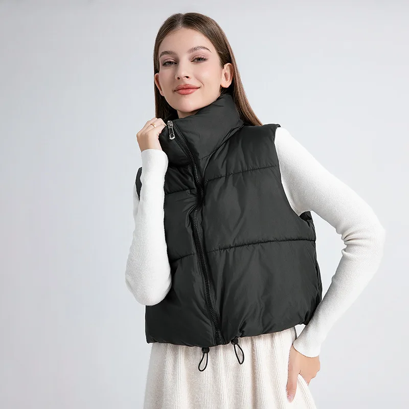 

Women's Autumn Winter Top Coat Cotton Coat Vest Stand-up Collar Short Thickened Fleece Lining Comfortable Casual Niche Versatile