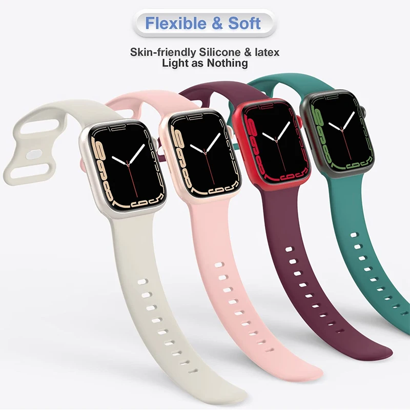 Silicone Strap for Apple Watch Ultra 49mm 44mm 40mm 45mm 41mm 42mm 38mm Bracelet for Iwatch Correa Series 8 7 SE 3 4 5 6 2 Band