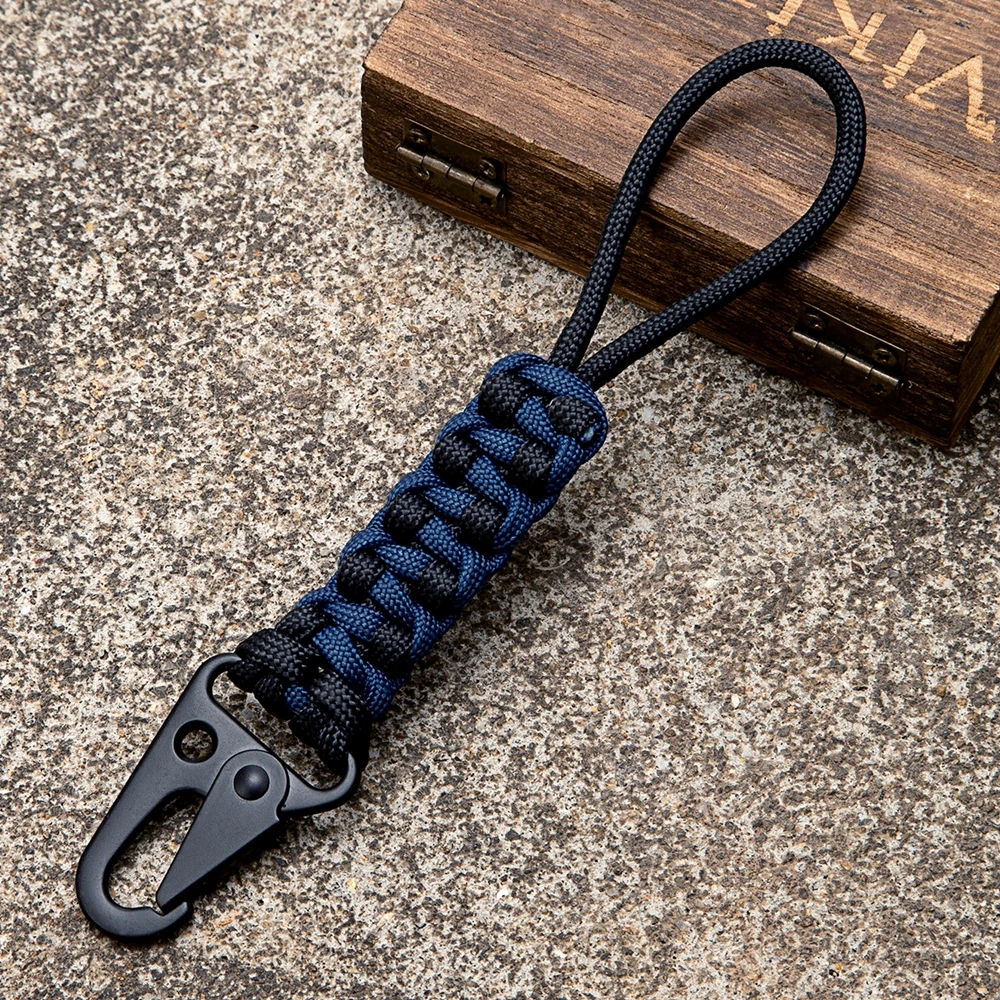 MKENDN-Handmade Woven Nó Paracord Chaveiro, Metal Chaveiro, Escalada ao ar livre, Camping Rescue, Corda de Sobrevivência de Emergência, Presentes