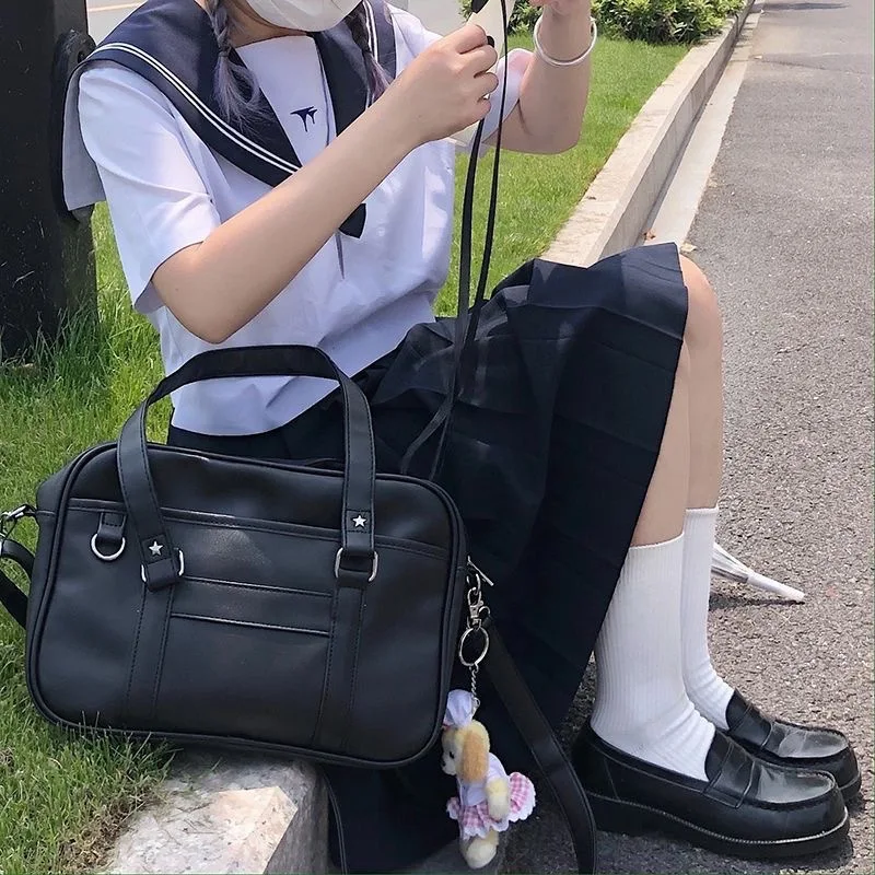 NEWJapanese Preppy Style Shoulder Bag Women PU Leather JK Uniform Bag Girls Handbags Pure Color Crossbody Bags Itabag Tote Bolso