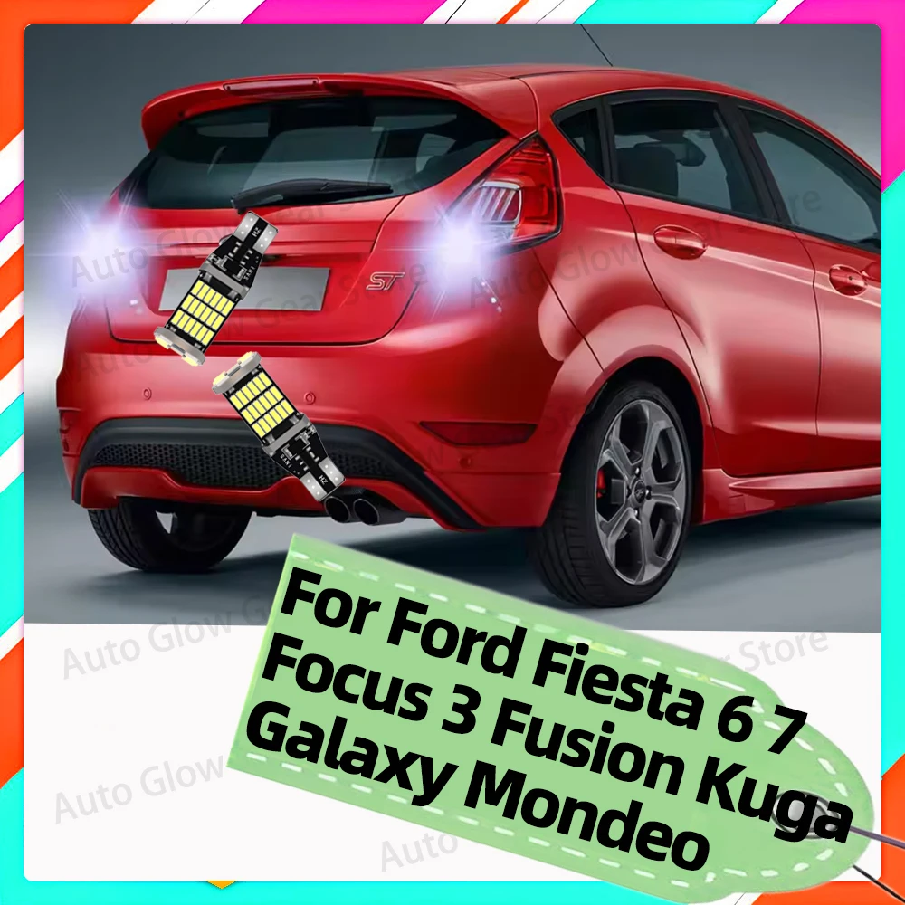 2Pcs LED Reverse Lamp 6000K W16W T15 921 For Ford Fiesta 6 7 Focus 3 Fusion Galaxy Kuga 2 Mondeo 5 Puma Auto Backup Light Bulb