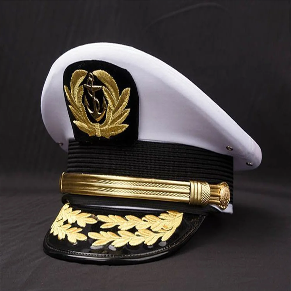 Navigator Seaman Cap Embroidered Hat Captain Mariner Men Adjustable Sailor Cap  Waterproof Navy Hat for Men Vintage Military Hat