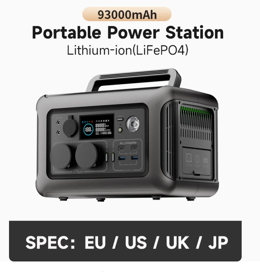 ALLPOWERS Portable Power Station R600, 299Wh LiFeP04 Battery with 2x 600W (1200W Surge) AC Outlets for Outdoor Camping RV Home