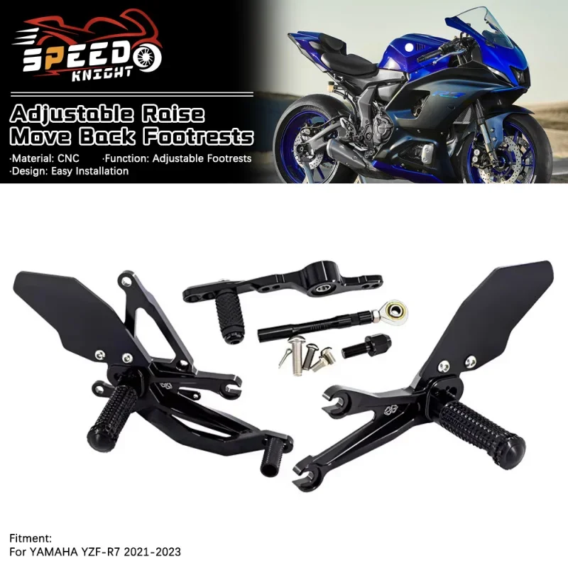 For YAMAHA YZF-R7 YZFR7 YZF R7 2021-2023 Motorcycle Adjustable Raise Move Back Footrests Rearset Rear Footpeg Foot Rests