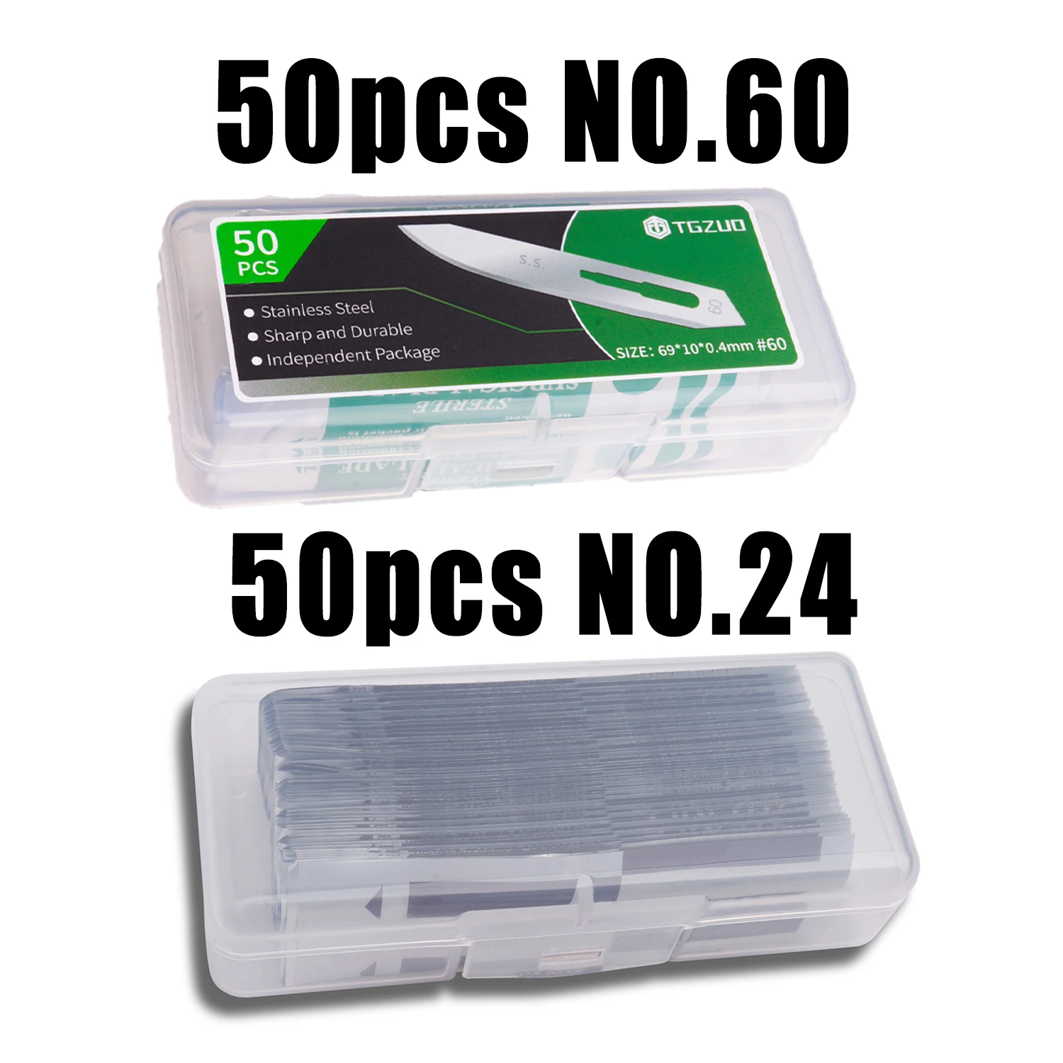 

50 шт. лезвий из нержавеющей стали с коробкой для хранения.