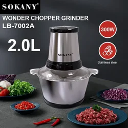 Stainless Steel Electric Meat Grinder Food Processor Chopper Kitchen Machines Vegetable Chopper Slicer Machine Household Grinder