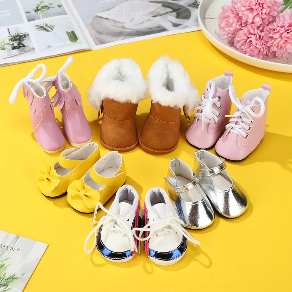 New Lovely 43cm Dolls 18 inches Baby Doll Clothes Accessories Doll Boots Sandals Sequins Doll Shoes 7cm Manual Shoes