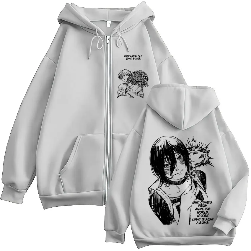 Anime Chainsaw Man Reze Denji Manga Reißverschluss-Hoodies Herrenbekleidung Mode Langarm Zip-Up Kapuzenpullover Mäntel Jacken – Detail 7