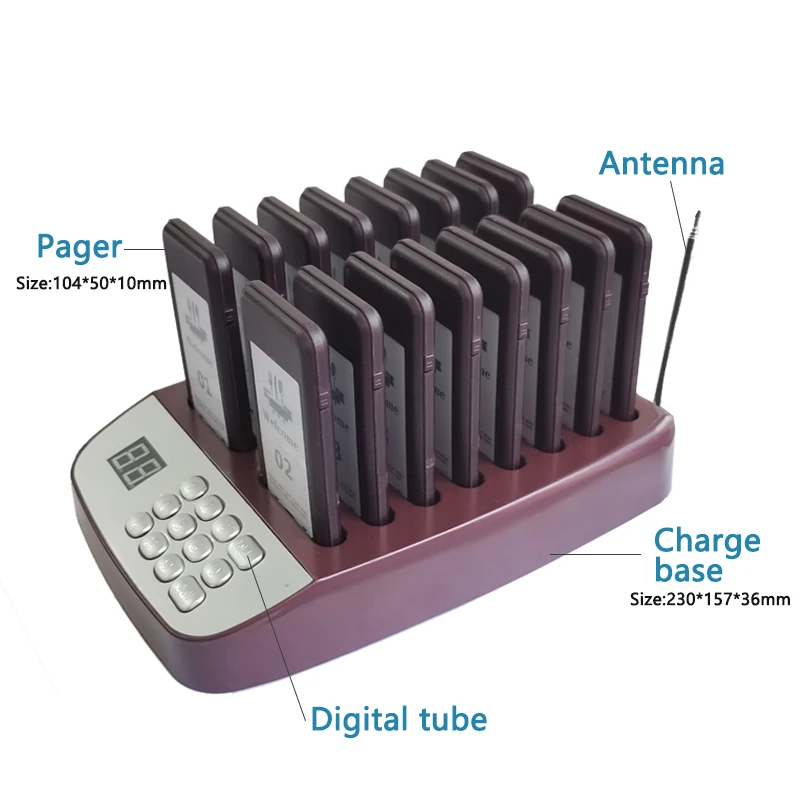 식당 버저 호출기 무선 페이징 고객 호출 시스템, 카페 디저트 가게 교회 푸드 트럭 및 코트용, 315 MHz 안정적인 신호
