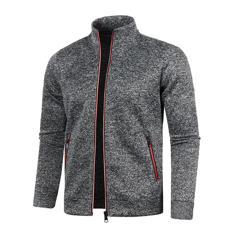 Autumn Stand Collar Zipper Sports Jackets for Men Casual Slim Running Jacket Solid Male Sweater Coats Warm Jumpers Zip-Up Jacket