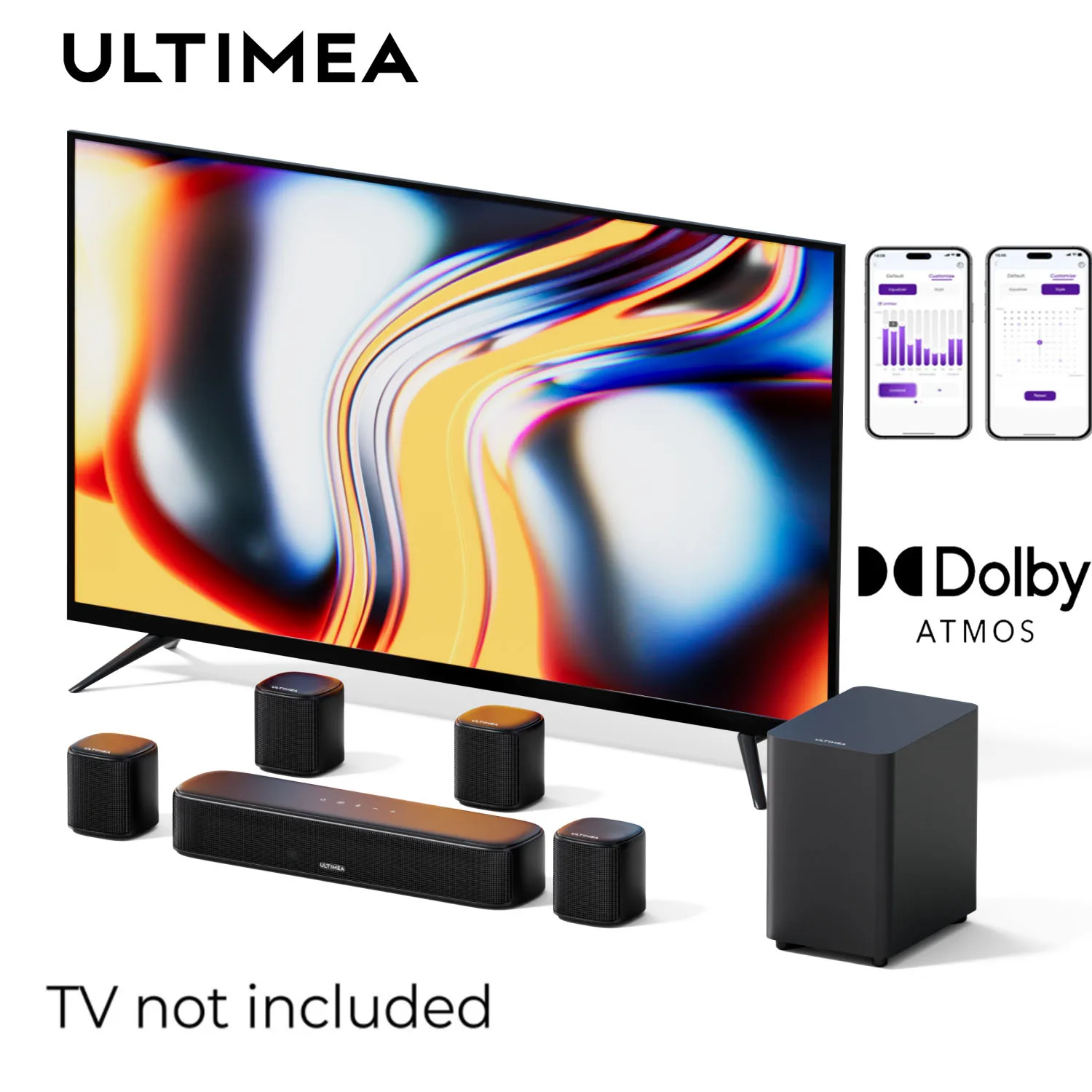 

ULTIMEA Aura A40 7.1 Channel Virtual Surround Soundbar Home Theater TV Speakers ,Peak Power 330 Watts Smart App Control, Black