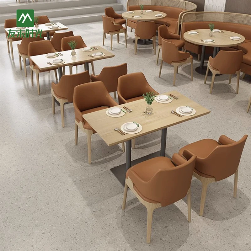 Restaurant Booth SetTheme Wall-Mounted Booth Sofa, Tea , Hot Pot Restaurant, Japanese Cuisine Commercial Solid Wood Dining Tabl