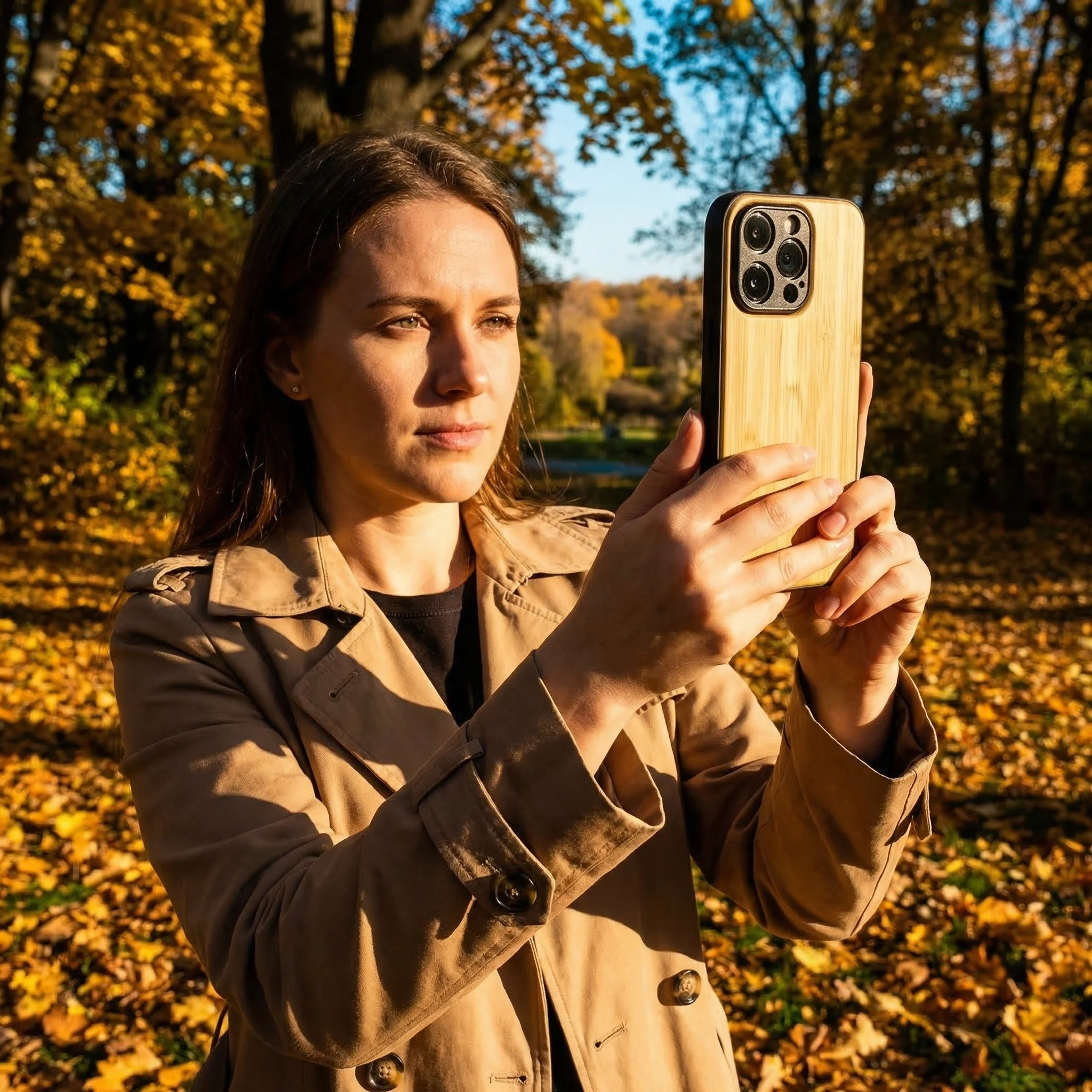 Drewniane etui na iPhone 17 Pro Max 17 Pro 17e Air Case, 100% drewno, bambus, orzech, odporne na wstrząsy, miękka obudowa z bumperem, pełna ochrona aparatu. — zdjęcie produktu 5
