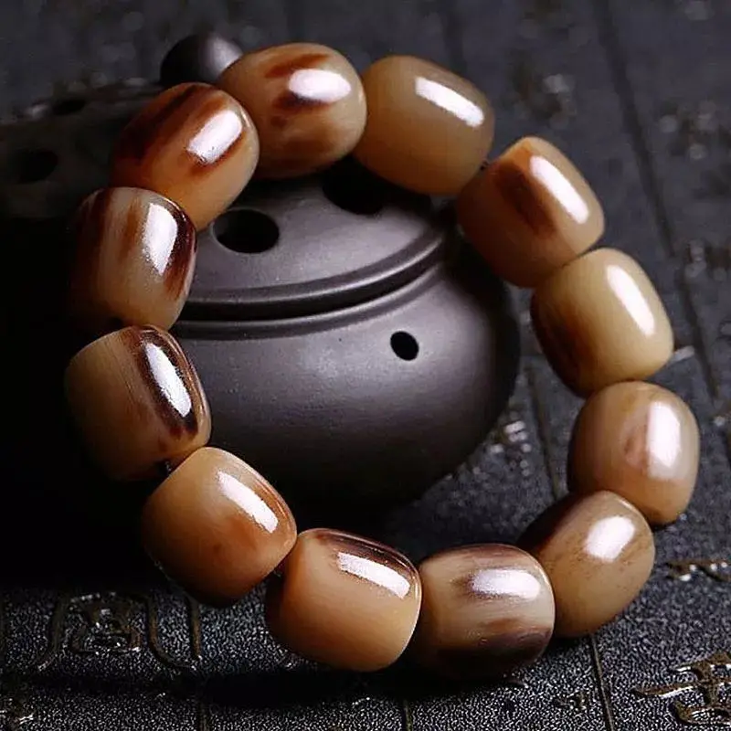 Weishichen Yak Skull Collectables-Autograph Bracelet Tibetan Style Prayer Beads Men's and Women's Bracelets Bloodshot B