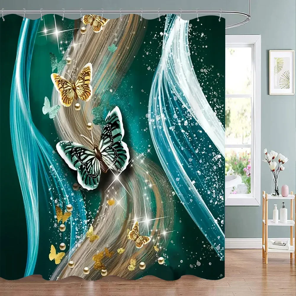 3D Beautiful Butterfly Printed Shower Curtains Bathroom Curtains Waterproof Polyester Frabic Home Shower Curtains Bathroom Decor