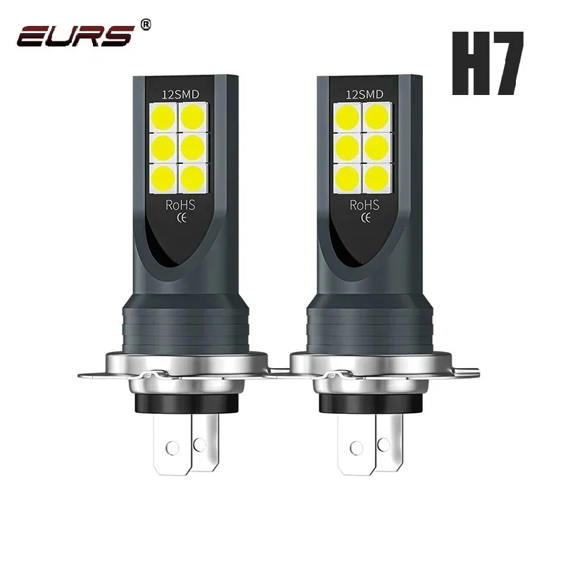 EURS 2pcs H8 H9 Led H11 9005 HB3 9006 HB4 Car 3030 12smd Fog Headlight Bulbs 6000K White Auto Fog Lamp Day Running Light 12V