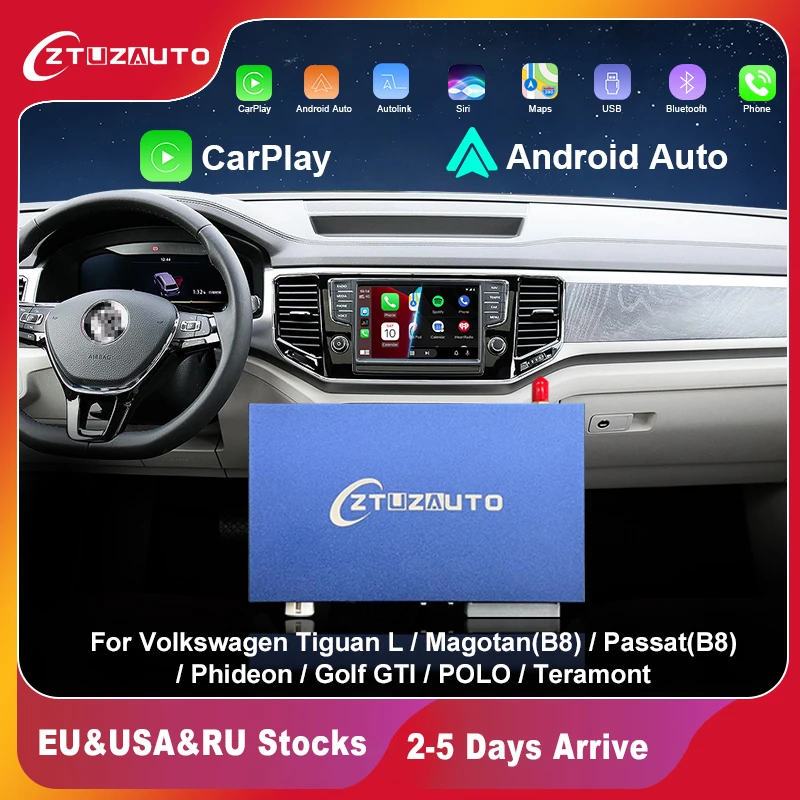 

Wireless CarPlay Android Auto for Volkswagen VW Polo Golf Touareg Tiguan Teramont Passat 2014-2019 Module Box Video Interface