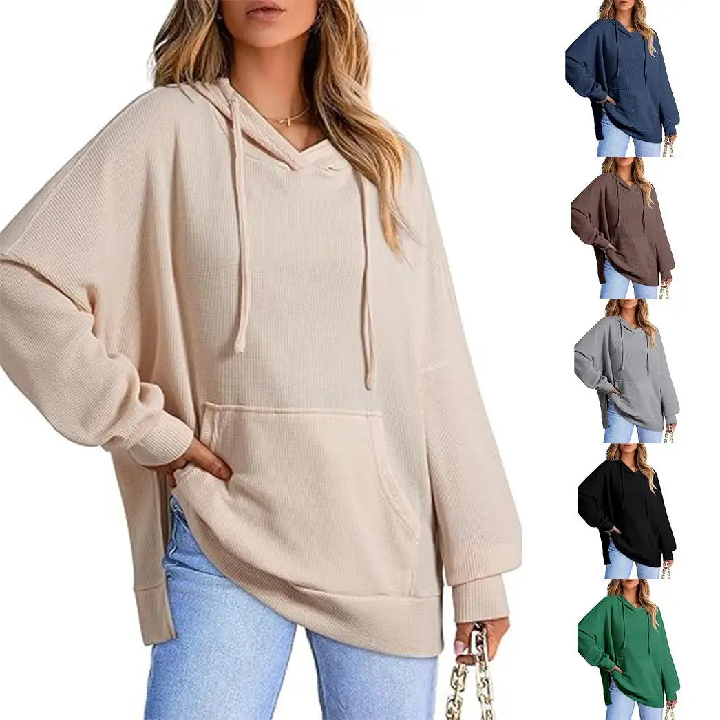 

Women's Knitted Hoodie Side Slit Pullover Sweatshirt Street Style Winter Fashion Casual Comfortable Fit Single Piece