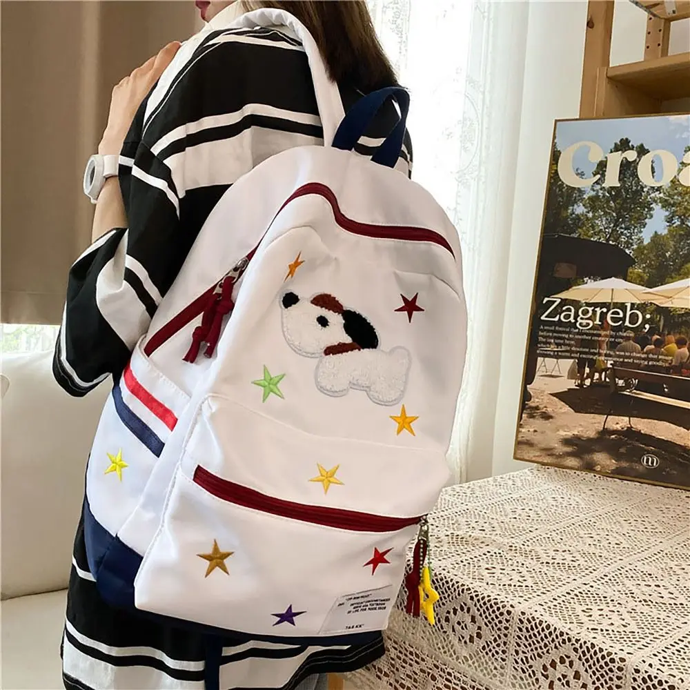 High Quality Dog Pattern Schoolbag Large Capacity Washable Shoulders Bag Adjustable Strap Nylon Travel Bag Student