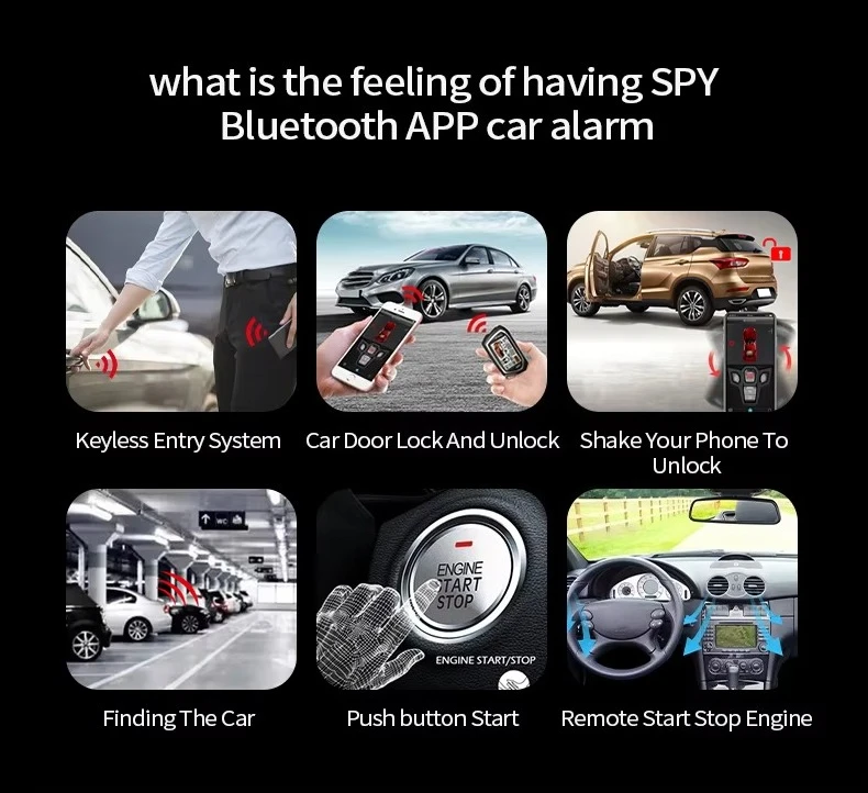 Best 2-Way Car Burglar Alarm with PKE One-button start,APP control,Intelligent car lights 1500 meters-distance Vibration alarm