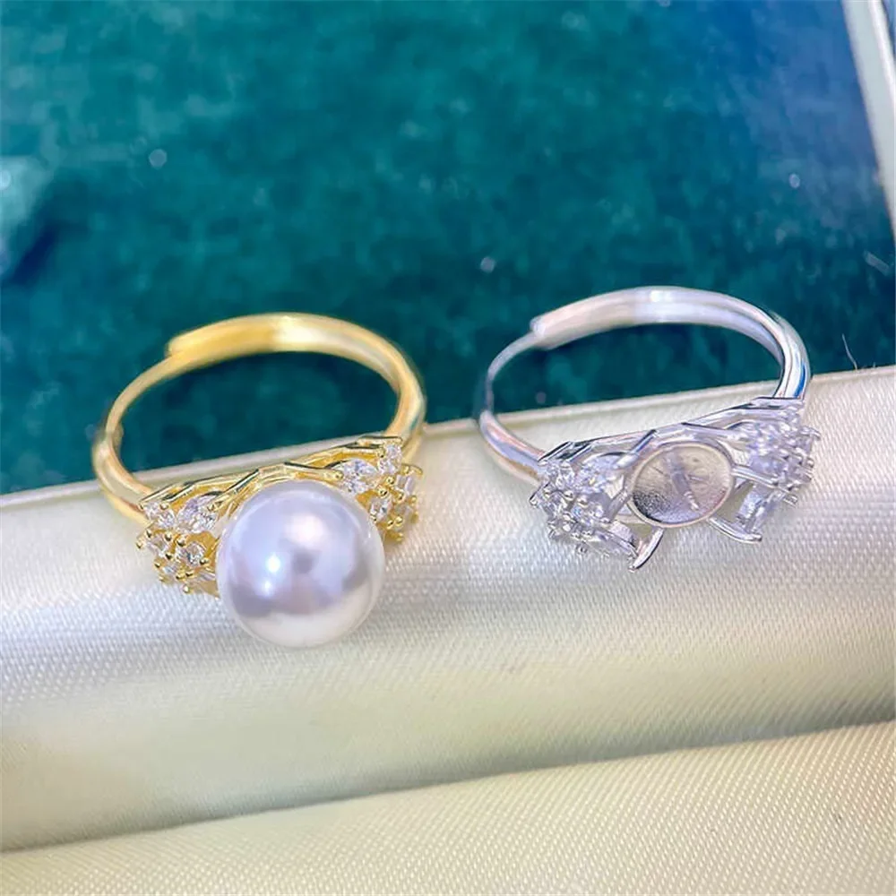 Solid S925 Sterling Silver Pearl Ring Settings Findings & Accessories - for Jewelry Making Bulk Wholesale Craft Supplies 8-10mm
