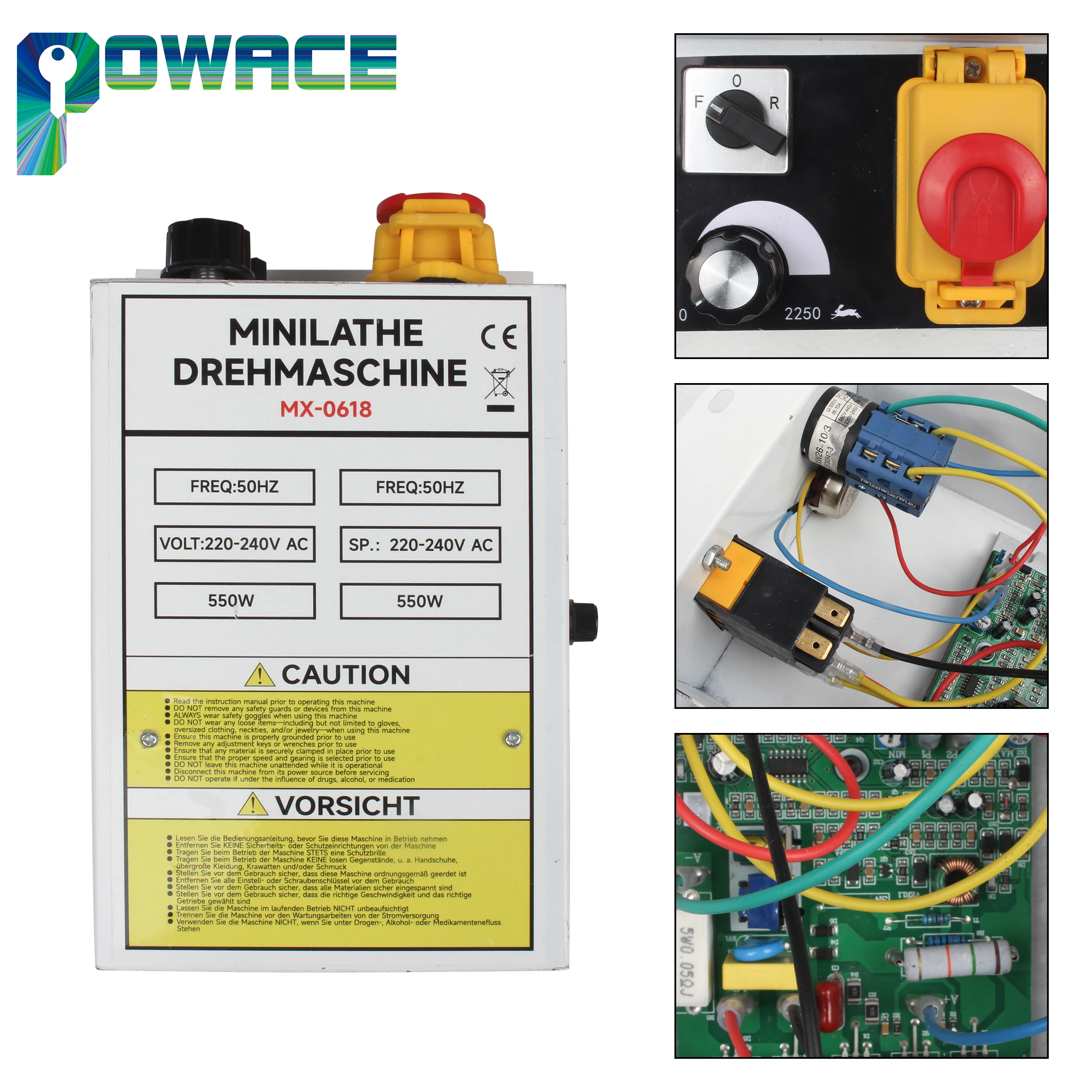 550W Lathe Speed Electrical Control Box CJ0618 Lathe Controller Kit Mount Circuit Board 110V 220V With E-stop