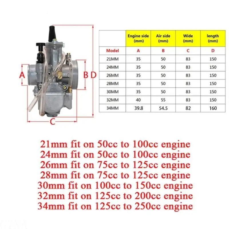 G7NA PWK Vergaser 2/4T Motor Roller Dirt Bike 21 24 26 28 30 32 34mm – Detail 5