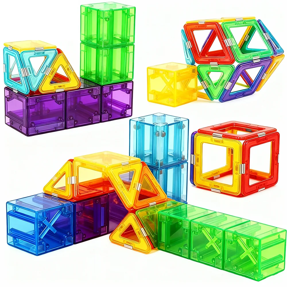 ألعاب مغناطيسية ذاتية الصنع، بلاط مغناطيسي شفاف للأطفال، مكعبات بناء، هدايا مثالية للأطفال، ألعاب تعليمية
