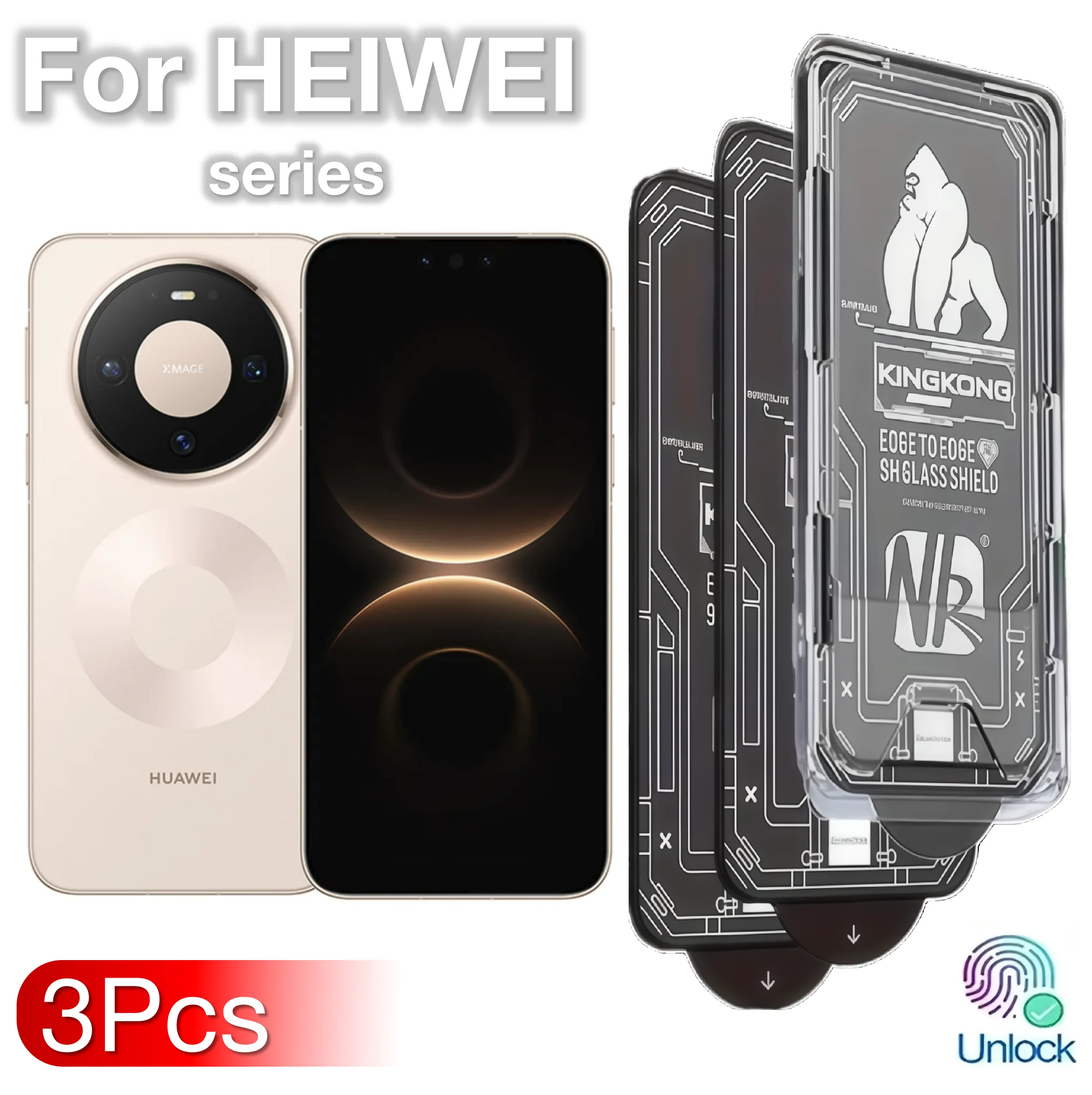 3 Stück für HUAWEI Pure 90 80 70 Nova 15 Max Y90 Y72s Y71 Y70 Y91 12 12S 12i 13 MATE Pro Gehärtetes Glas Displayschutzfolie 9H Staubfrei