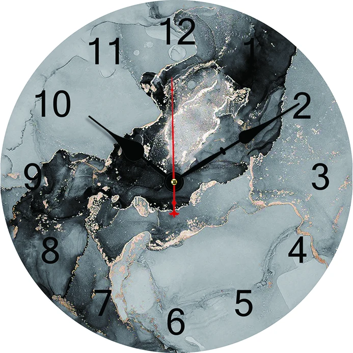 

Marble Texture Wall Clock Kitchen Decor Wall Art Silent Non Ticking Large Round Wall Clocks For Living Room Bedroom Office
