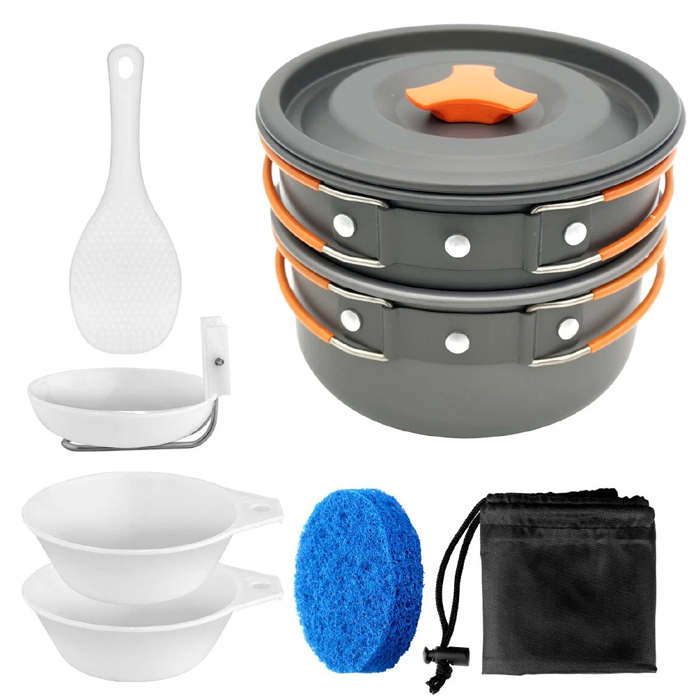 

Portable Pot Set Picnic Cookware Camping Cooking Utensils Aluminum Alloy Anodized Healthy Food Grade Hiking Cookware Set Outdoor