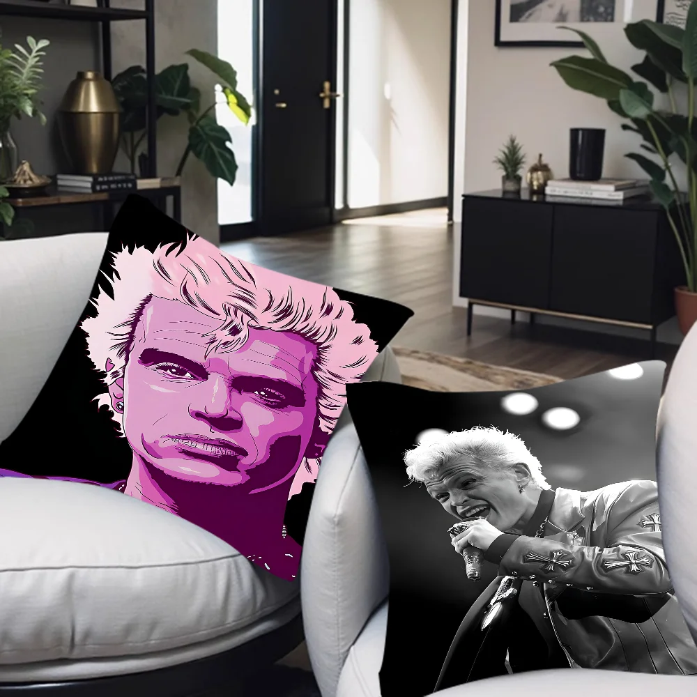 Rock Singer Billy Idol Cushion Cover Car Throw Pillow Case For Sofa Car Christmas Gift 40x40cm 45x45cm