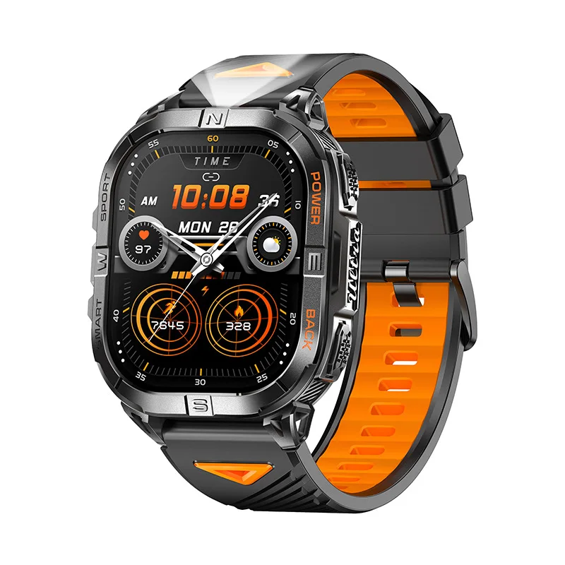 

K72 2.1inch Screen Smart Watch GPS Heart Rate Monitor for Bluetooth Call for Healthy Android Square Aluminum Silicone