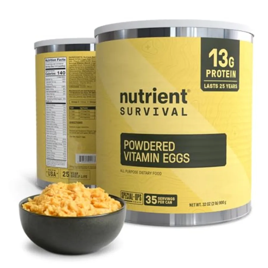 

70 Egg Equivalent Vitamin Powdered Eggs Blend Freeze Dried Prepper Supplies and Emergency Food Supply 33 Essential Nutrients Gl