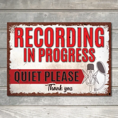 Quiet Recording Studio Sign Indoor/Outdoor Wall Art Gift Room Decor Metal Plaque