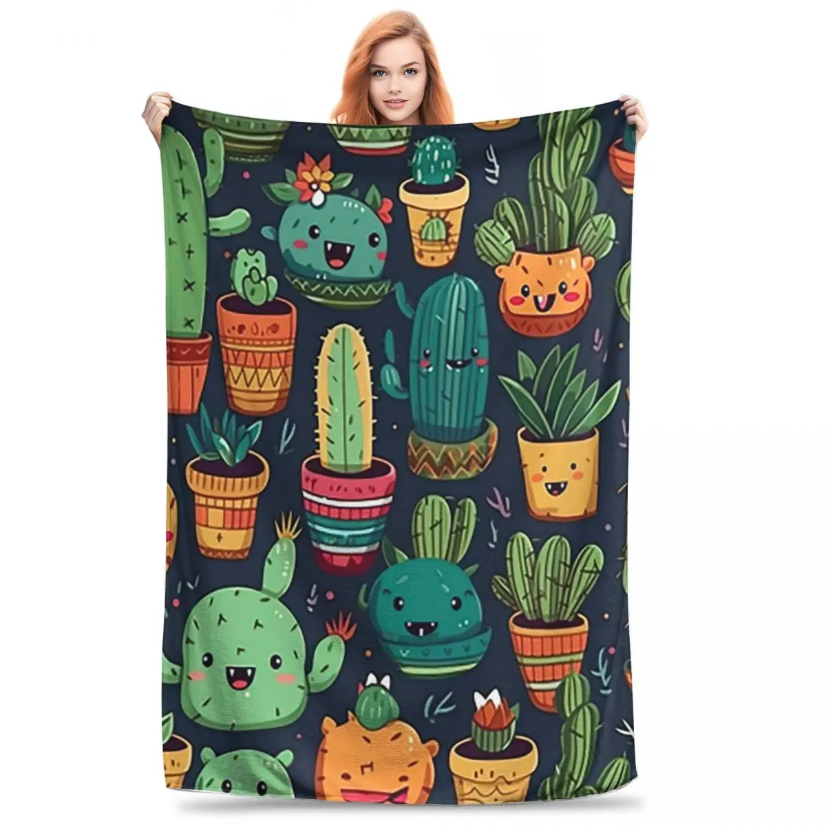 Cacti!Cactus Blankets Flannel Multi-function Sofa Throw Blankets For Couch Bedding Office Throws Bedspread Quilt